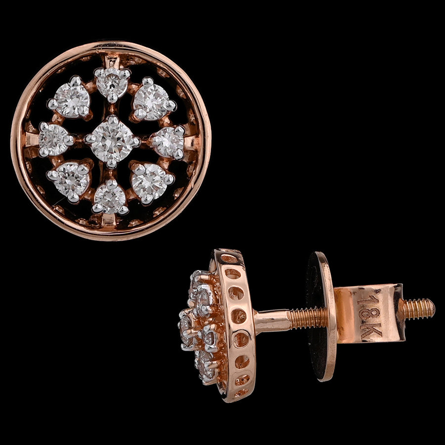 Unique Gold and Diamond Halo Earrings 29936E, luxury jewelry with intricate design, cheerful sunshine pattern, ideal birthday gift for her.