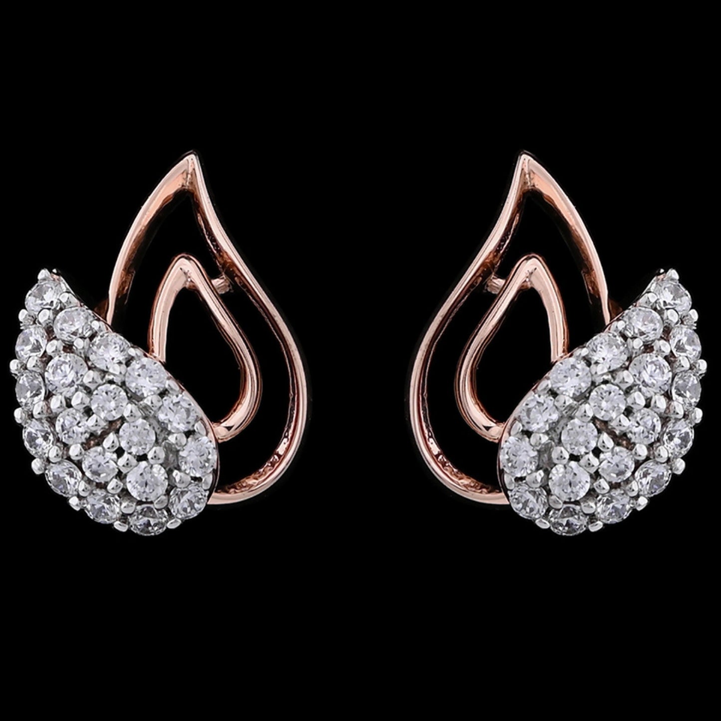 Exquisite Gold and Diamond Teardrop Earrings 32558E, JNJ by Madhuri, unique Zaer shape, high-quality setting, ideal wedding or anniversary gift.