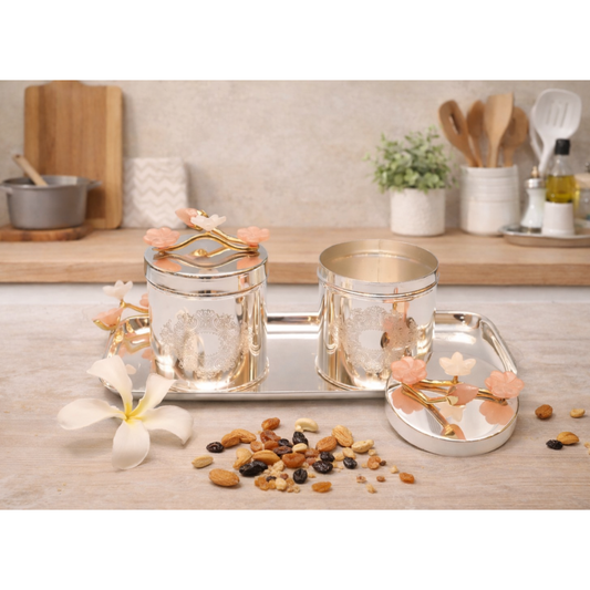 Daisy Tray & Jar Set – elegant luxury tray and jar set, perfect for home décor and gifting | jnj by madhuri