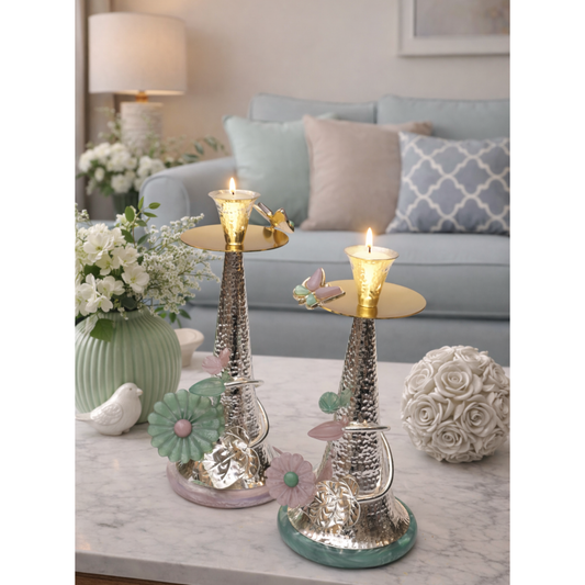 Daisy Candle Stand Set by JNJ by Madhuri, featuring an elegant floral-inspired design and premium finish, perfect for luxury home décor, festive styling, and sophisticated interiors
