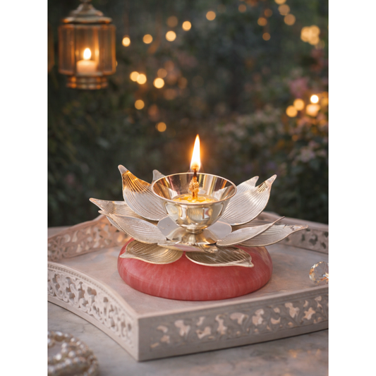 Lotus Diya – elegant luxury handcrafted diya, perfect for home décor and festive gifting | jnj by madhuri