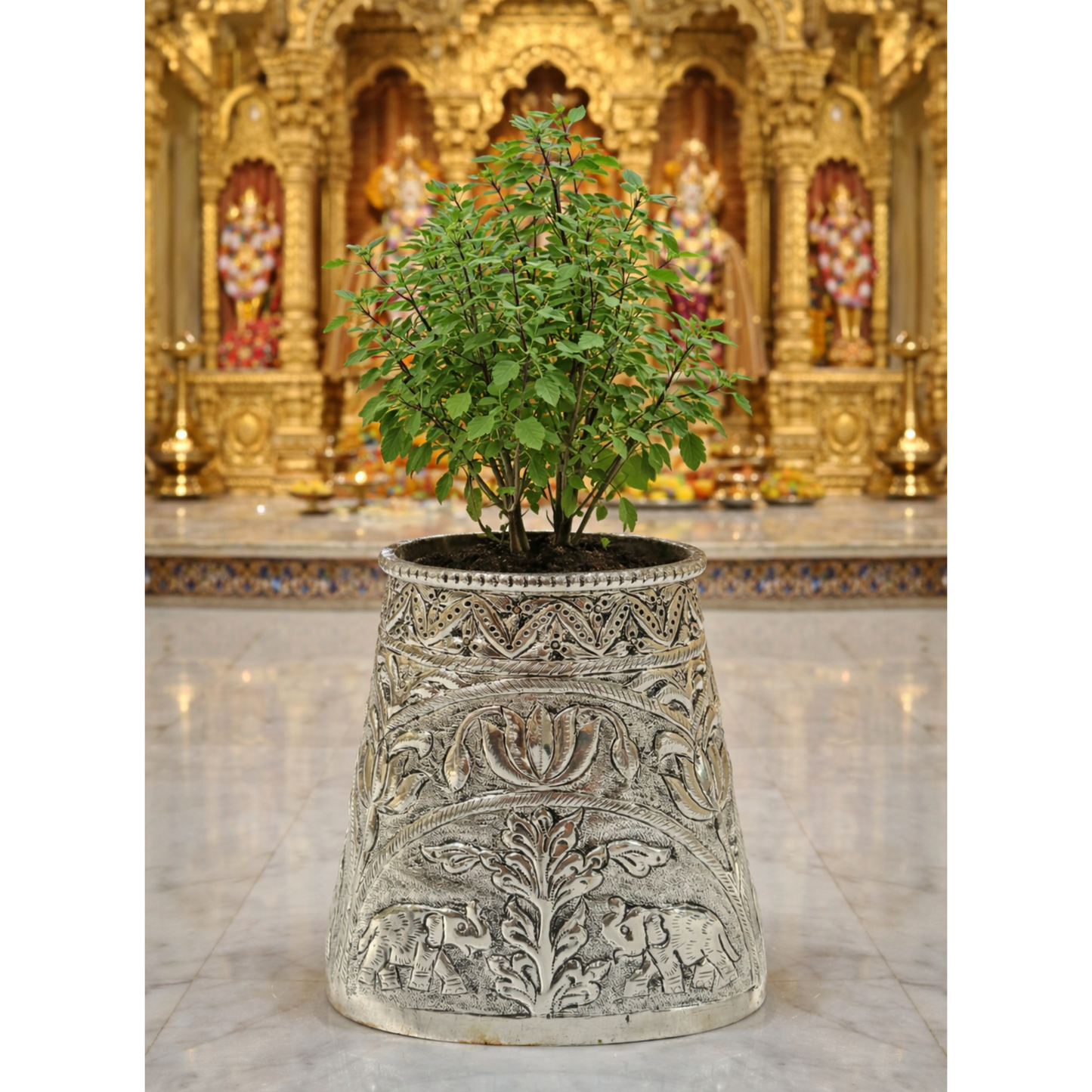 Tulsi Tree by JNJ by Madhuri, featuring an elegant and sacred design with a premium finish, ideal for spiritual home décor, pooja spaces, and graceful traditional interiors.

