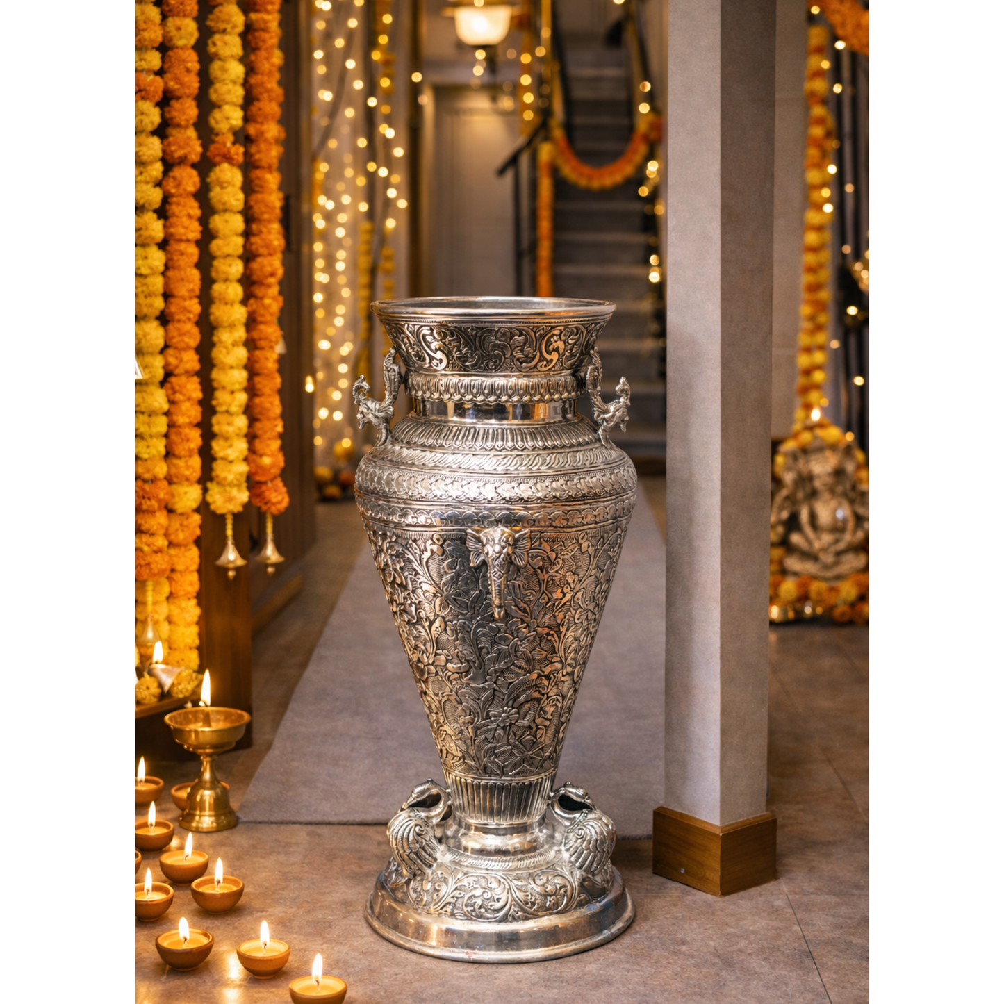 Peacock Flower Pot – elegant luxury handcrafted decorative pot, perfect for home décor and gifting | jnj by madhuri