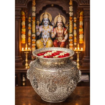 Asth Lakshmi Kalash – elegant luxury handcrafted divine décor, perfect for home, pooja, and gifting | jnj by madhuri