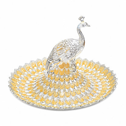 ENAMEL PEACOCK ROUND TRAY