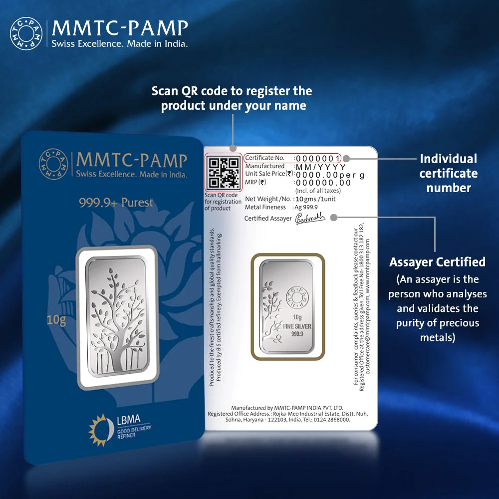 (999.9+) Purest 10 g Banyan Tree Silver Bar